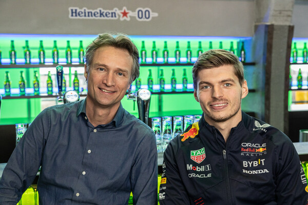 New HEINEKEN® 0.0 ambassador Max Verstappen with HEINEKEN® CEO Dolf van den Brink