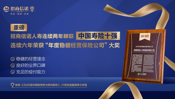 招商信诺人寿连续两年蝉联“中国寿险十强”