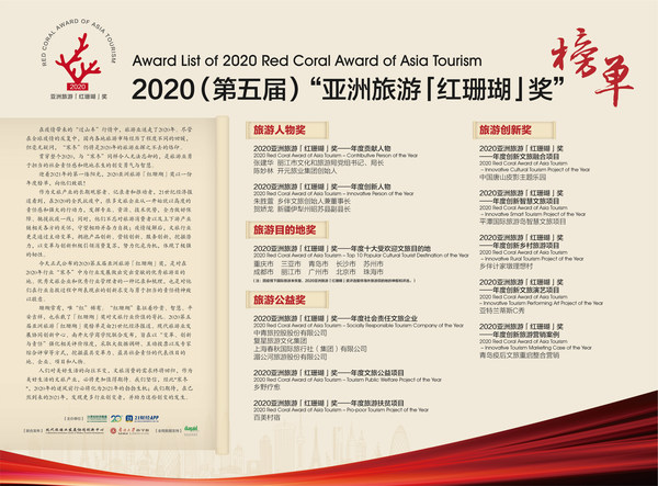 2020（第五届）“亚洲旅游‘红珊瑚’奖”榜单