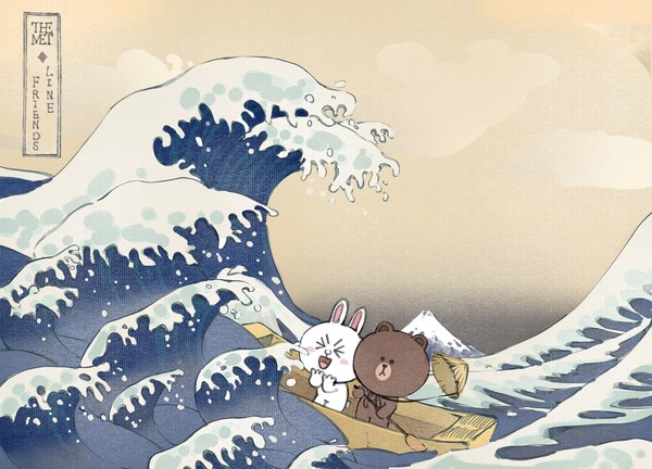 布朗熊可妮兔置身“神奈川冲浪里”
