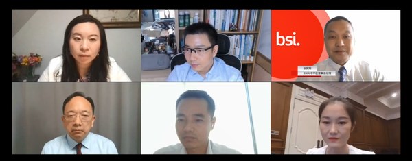 第一排从左至右：RSPO中国市场转型负责人 滕菲菲；BSI中国区可持续发展高级专家 江兴华；BSI大中华区董事总经理 张翼翔；第二排从左至右：安安合食创始人、顶新国际集团新零售事业群食安技术总顾问 刘成章博士；伊利集团EHS副总监 李西文；BSI食品化妆品和卫生行业标准应用总监 马涓（嘉宾排名不分先后）