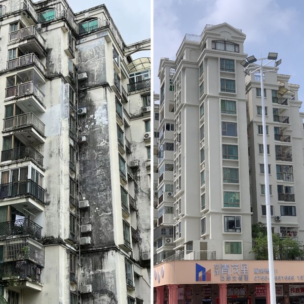 广东省珠海市某30年高层住宅小区使用立邦轻质真石漆进行翻新改造