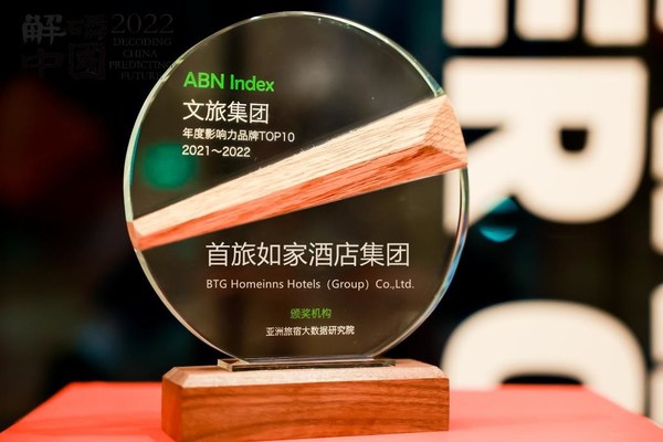首旅如家-ABN指数文旅集团年度影响力品牌TOP10