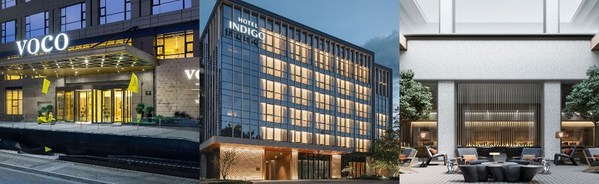 从左至右依次：西安经开voco酒店，杭州上城英迪格酒店，苏州金普顿竹辉酒店